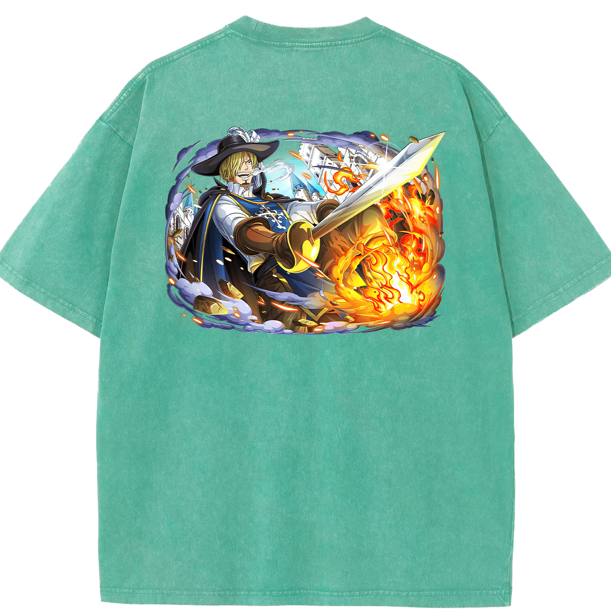 ワンピース サンジ ONE PIECE Sanji 綿100% ヴィンテージ風 半袖Tシャツ（背面プリント）